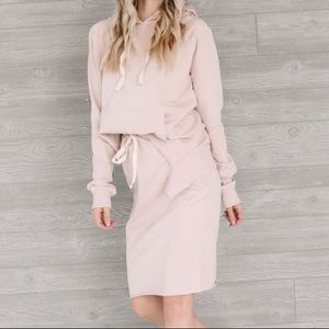 crop hoodie and sweat skirt set